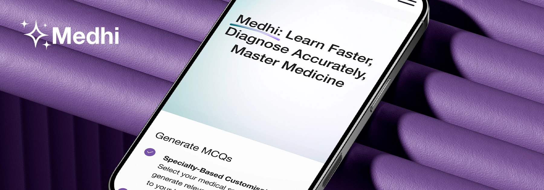 Medhi platform displaying a quiz panel that helps medical students prepare under pressure with realistic practice questions and run test panel from Virtual patients.